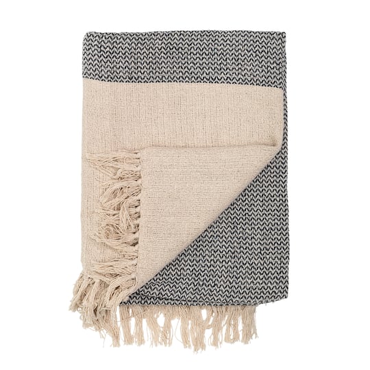 Hello Honey® 60" Gray & Cream Cotton Knit Throw with Fringe